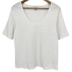 A NEW DAY NWOT White Crinkle Stretch Basic Short Sleeve T Shirt Size Large White